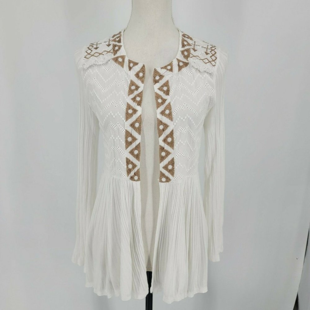 Soft Surroundings White and Brown Cardigan